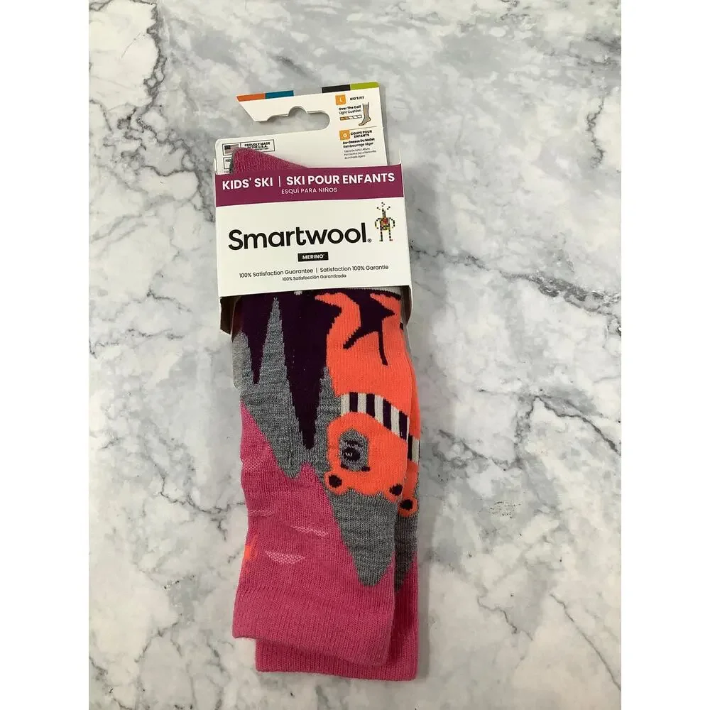 Smartwool Kid's L Sleigh Bear Garden Pink Ski Over The Calf Socks A16-7